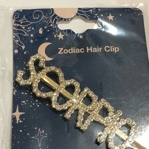 Gold‎ plated zodiac scorpio horoscope astrology crystal bling hairclip jewelry